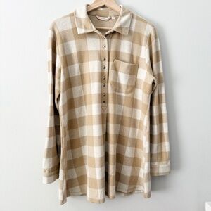 Soft Surroundings Mad About Plaid Flannel Tunic Long Sleeve Shirt Medium NWT